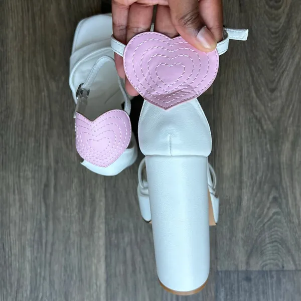 Olivia Miller White and Pink Amour Platform Heels Size 8 - Image 12