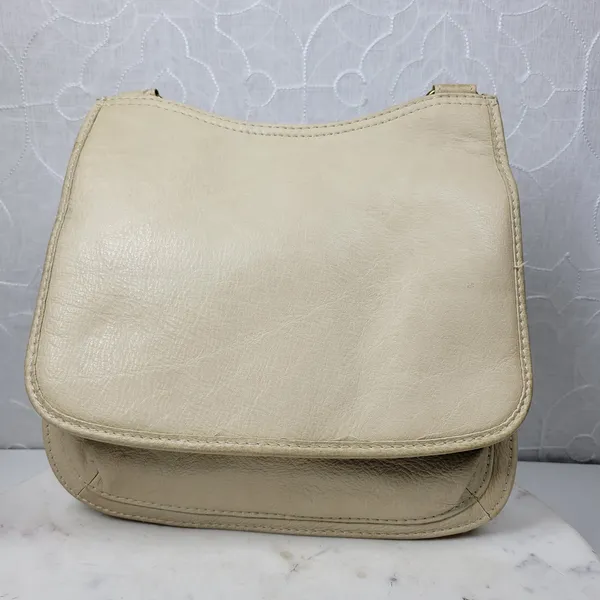 Vintage Fossil Crossbody Bag #75082 Medium Cream Soft Leather Adjustable Strap - Image 10