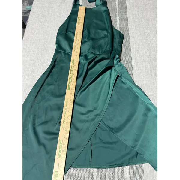 Half Island Womens Emerald Green Satin Halter Wrap Cocktail Dress Size‎ S - Image 4