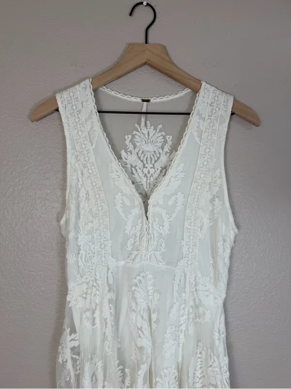 Vintage Free People Reign Over Me Lace Skater Mini Dress White size 8 $128 - Image 6