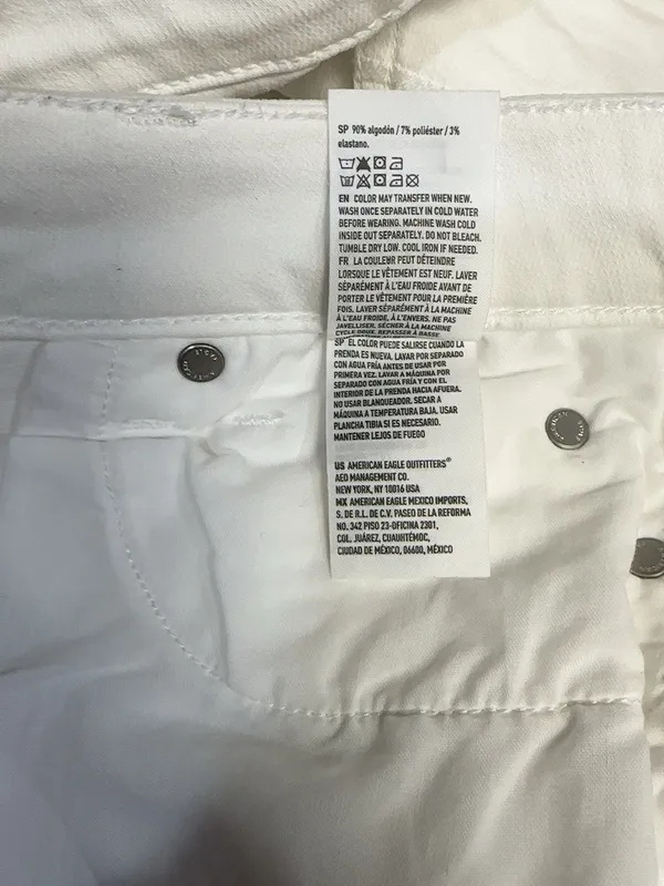 American Eagle White Super Stretch Raw Hem Denim Mini Skirt Size 00 - Image 9