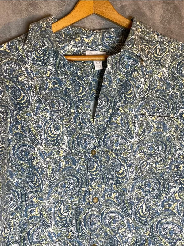 Charter Club Paisley Button Up Long Sleeve Earthy Size 24W Boho Career Modest‎ - Image 2