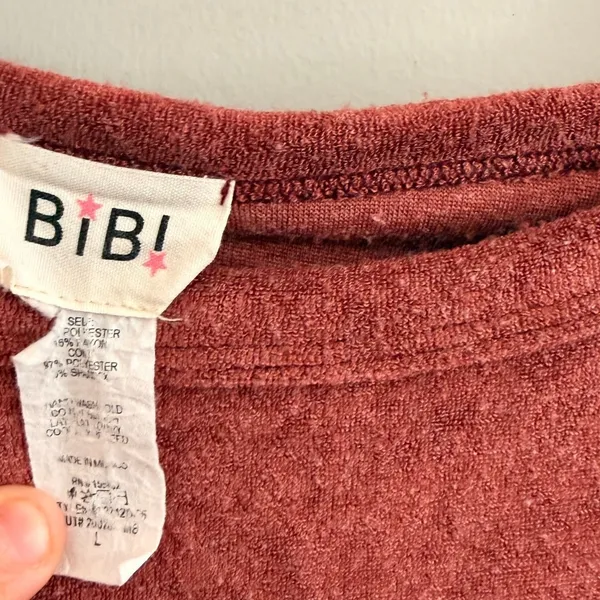 BiBi‎ Aztec Contrast Pocket Top Women Large Rust Red Southwestern Boho Knit - Image 3