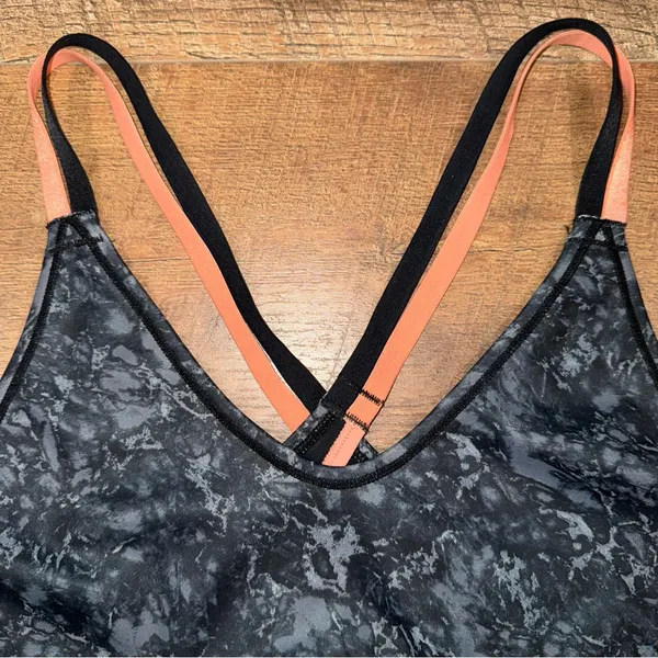 Brooks Black and Gray Marble Print Women's Sports Bra - Image 6