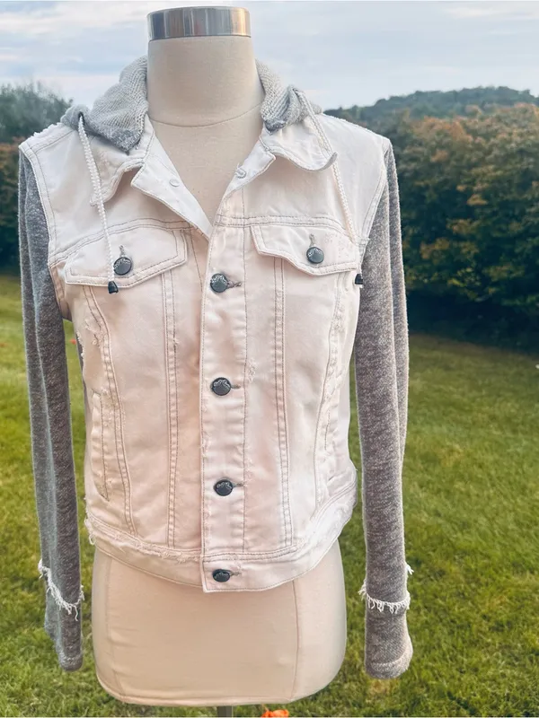 Free People Knit Hooded Denim Jacket - Image 6