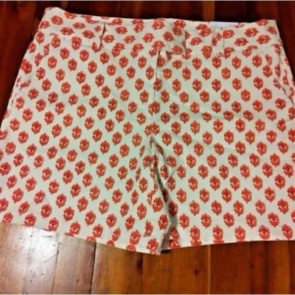 Ann Taylor Loft Riviera Floral Block Print Shorts • Red + White Chino Size 8 - Image 6