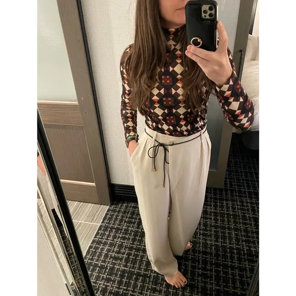 BA&SH Off-White Crepe Pleated Front Zipper Oxford Style Shen Pants Size US 8 - Image 12