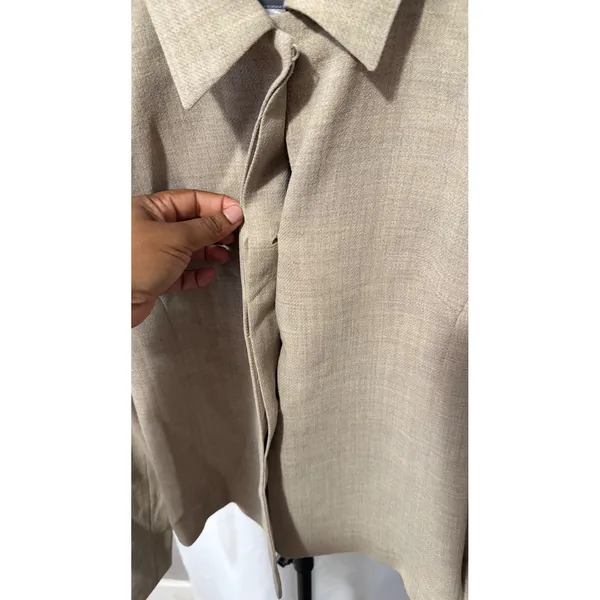 Liz Claiborne Collection Tan 100% Wool Hidden Button Blazer LCMU1144 Women 4 NEW - Image 3