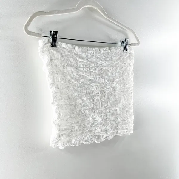 Anthropologie Strapless Ruched Crop Tube Tank Top White Medium - Image 5