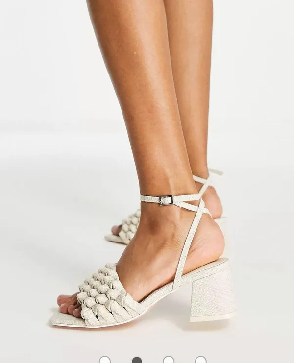 Natural Woven Block Heels Size 9 - Image 2