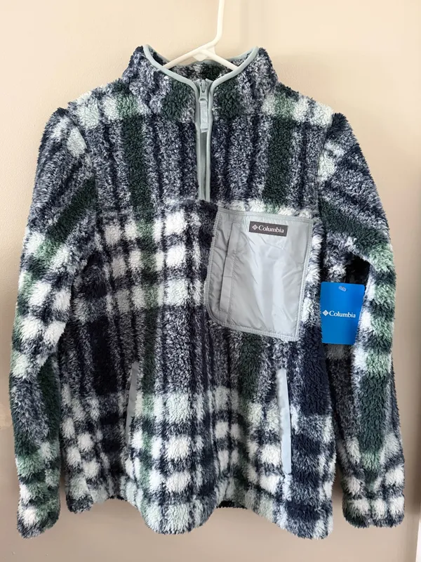 💙Columbia So Soft West Bend 1/4 Zip Fleece Pullover Plaid Jacket💙 ~medium 🆕 - Image 8