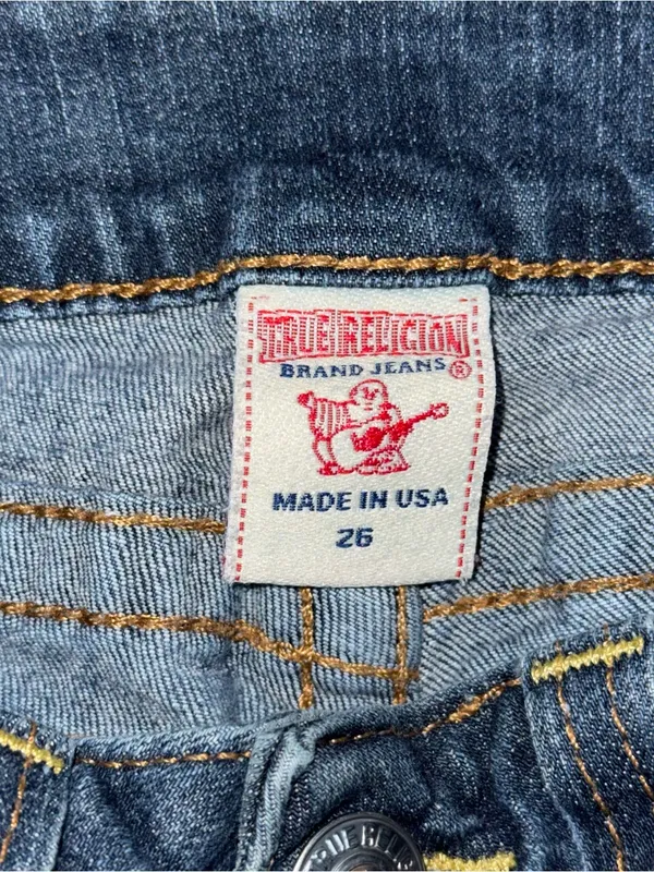 RARE Vintage True Religion Low Rise Twisted Flare Jeans 26 x 33 Flap Pockets y2k - Image 9