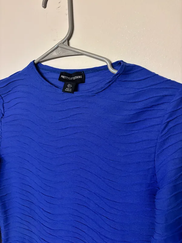 Pretty Little Thing Textured Cobalt Mini Dress - Image 5