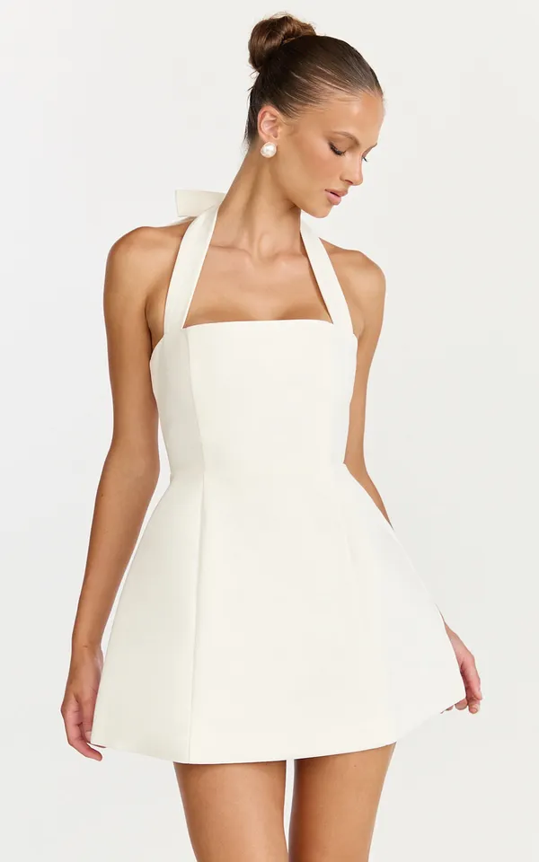 Showpo Dante Mini Dress Halter Neck Tie Tulip Skirt Size Medium MSRP $129 - Image 8