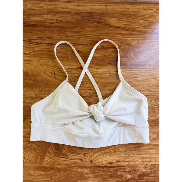 Alala Tie Front Sports Bra‎ Cream Off White Criss Cross Back Small - Image 2