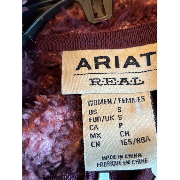 Ariat REAL Berber Pullover Hooded Sweatshirt Purple Southwestern Fleece Small - Image 5