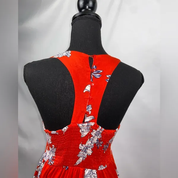 Maxi Dress Red Japna Medium Racerback Red+ White Flowers - Image 12