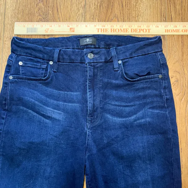 7 For All Mankind High Waist Skinny‎ Jeans Dark Wash Women's Size 32 Denim - Image 6