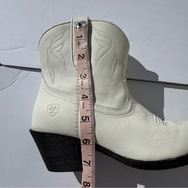 Ariat Darlin Women’s 5.5B White Leather Western Ankle Cowboy Boots Zip - Image 9