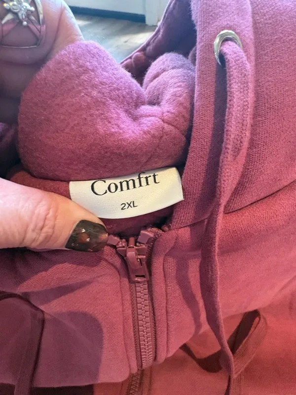 Comfrt Zip Up Hoodie Size 2XL Berry Oversized 5lb weighted Jacket - Image 3