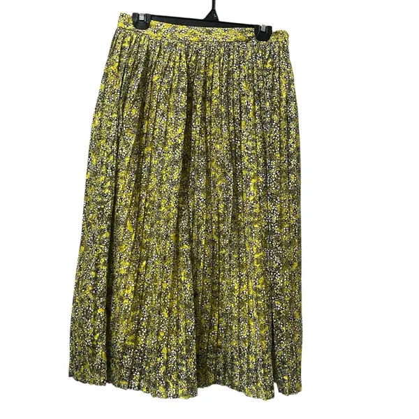 Who What Wear Maxi Skirt Women Size 6 Floral Pleated‎ Layered Yellow Black White - Image 2