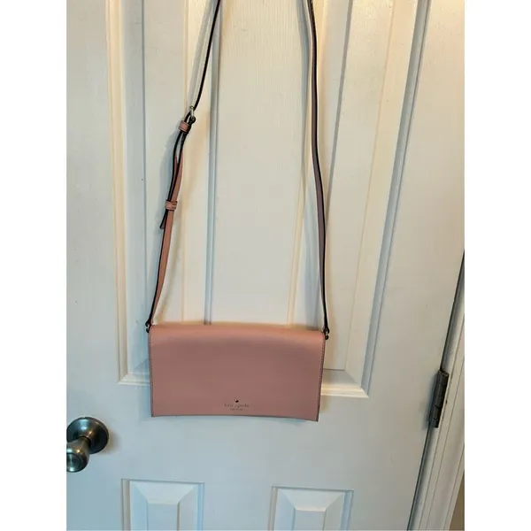 Kate Spade Pink Clutch Crossbody New Canvas Gold Plated - Image 2