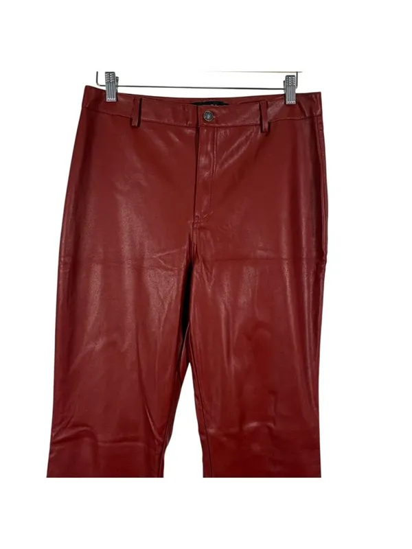 Motel Rocks Faux Leather High Waist Flare Leg Pants Size Large - Image 4