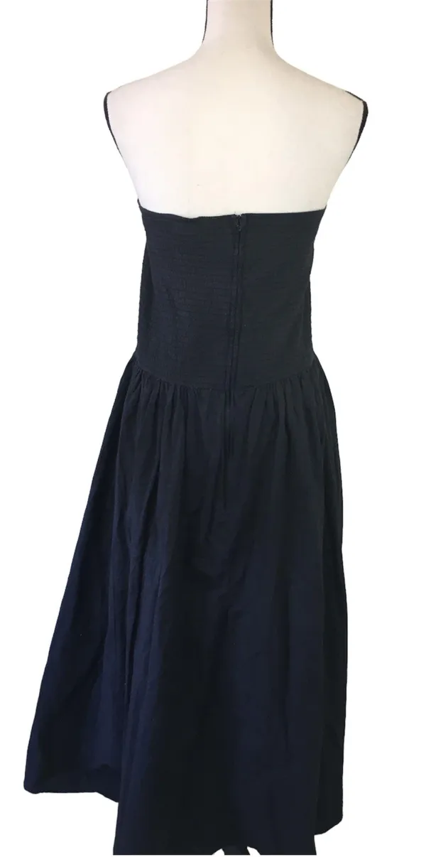 Vintage 80s Illustrations Black Strapless Sweetheart Basque Waist Midi Dress - Image 2