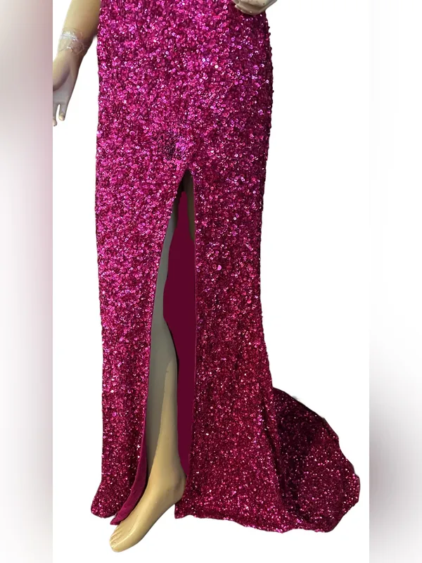 Sherri Hill Pink Sequin Maxi Dress W/Dramatic Side Slit Dress (6) - Image 7