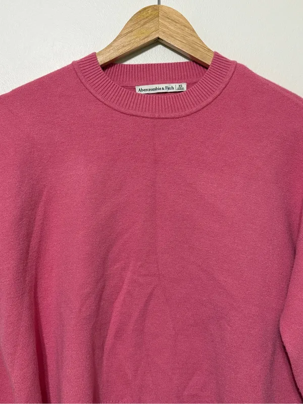 Abercrombie & Fitch Pink Crewneck Sweater Size XS Knit Stretch Bubblegum Summer - Image 4