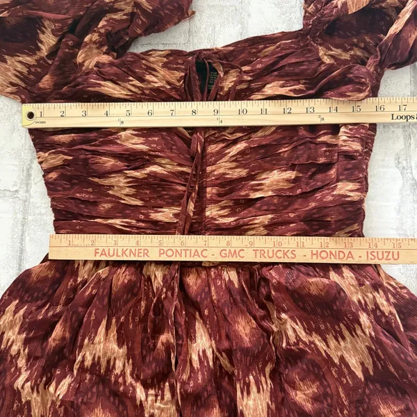 Revolve House of Harlow The Neck Ruffle Mini Dress Long Sleeve Rust Copper Sz M - Image 9
