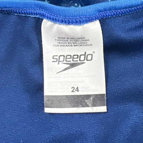 Speedo Double Crossback One Piece Blue Size 24‎ Racing Swimsuit Activewear EUC - Image 8