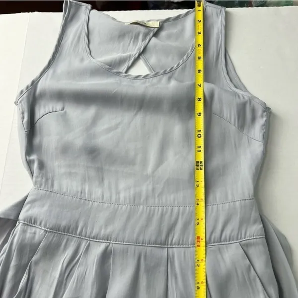 YA Los Angeles Cotton Silk Open Back Pleated Mini Dress Blue Small - Image 7