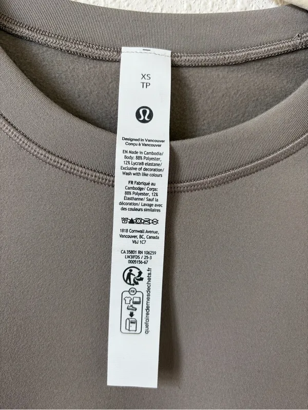 Lululemon It's Rulu Fleece Long Sleeve Shirt Warm Ash Grey Size Small Athleisure - Image 3