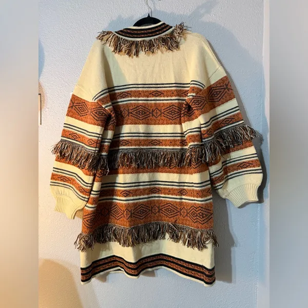 SAINTS & HEARTS WEST IS BEST FRINGE CARDIGAN Women's Multicolor Striped Sweater - Image 3