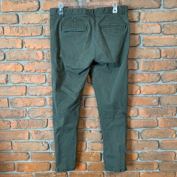 GAP Womens 8 Khakis Olive Green Skinny‎ Mini Ankle Zip Chino Pants Jeans Stretch - Image 3