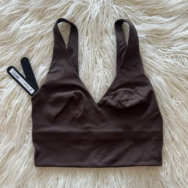 Nike Skims Matte V-Neck Longline Bra Dark Sepia Size XS - Image 2