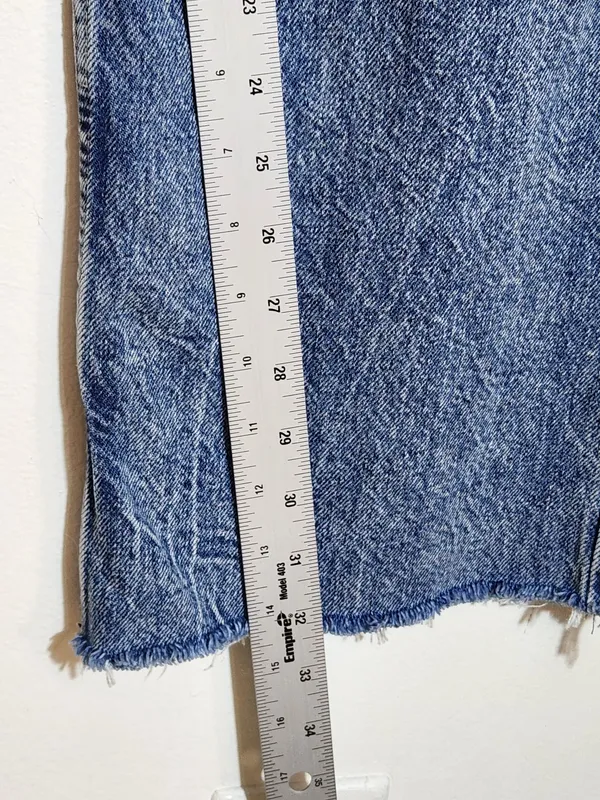 Zara High Waist Straight Leg Distressed Cut-off Jeans Size 4 - Image 8