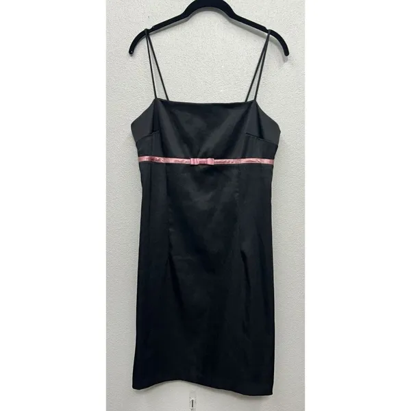 Vintage Byer Too Mini Black Dress Size 11 medium 90's Y2K HOCO Bow Satin USA - Image 2
