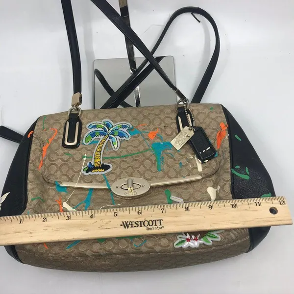 COACH Customized Tan Black Fabric Shoulder Bag - Image 3