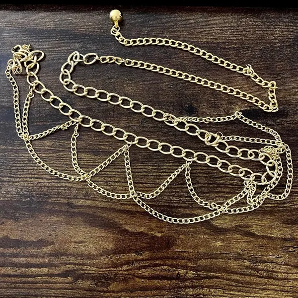 Gold Y2K Cascading Draped Layered Waist Chain Belt, Fits 21-41 Inches, X7GA1360 - Image 6