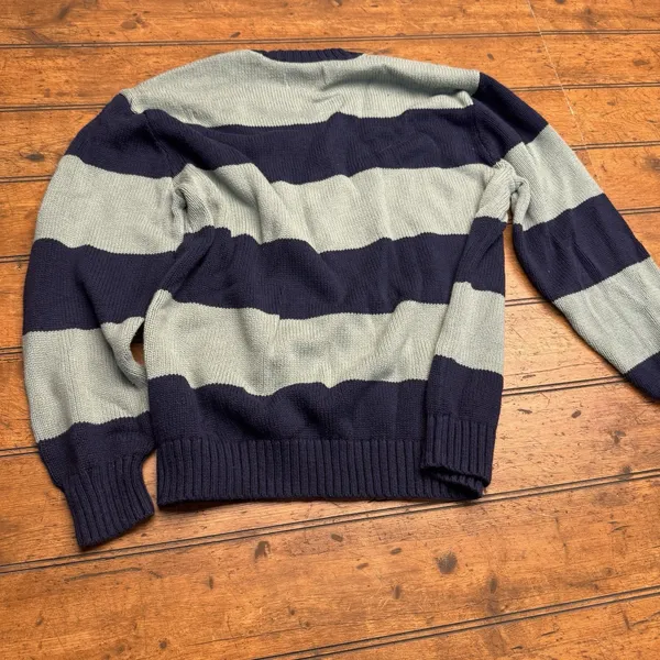 Hollister Sweater Womens XSmall Green Blue Stripes Crew Neck Long Sleeve Stretch - Image 4