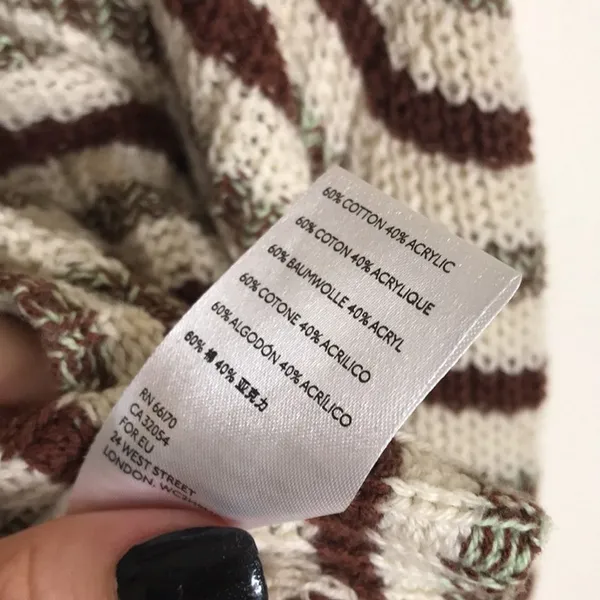 Urban Outfitters Women's Mackenna Stripe Mock Neck Cropped Pullover Sweater L - Image 5