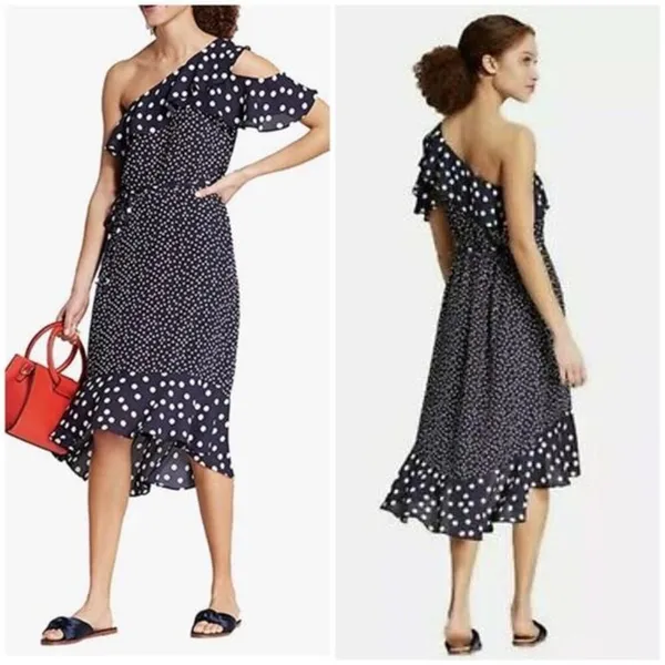 A NEW DAY Women's Polka Dot One Shoulder Midi Dress - L‎ - Image 2