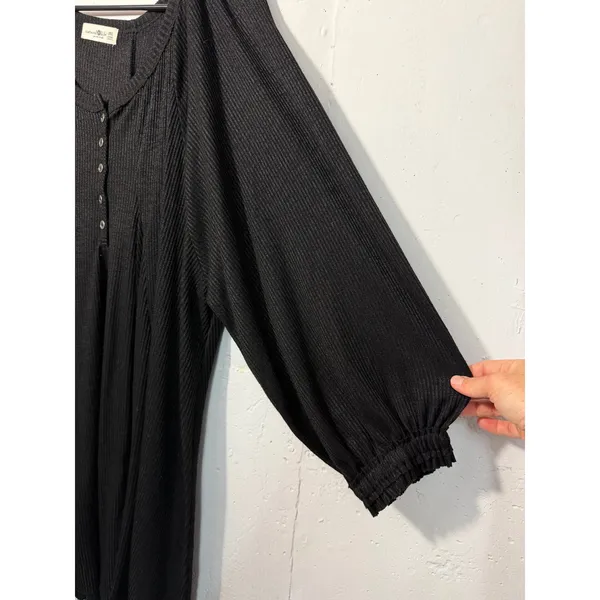Natural Life ONE SIZE Black Dress 1/4 Length Sleeves Swing Dress - Image 4