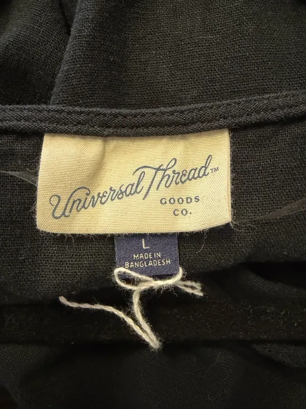 Universal Threads Black 100% Linen Tiered Mini Dress Flutter Sleeve. Size: Large - Image 3