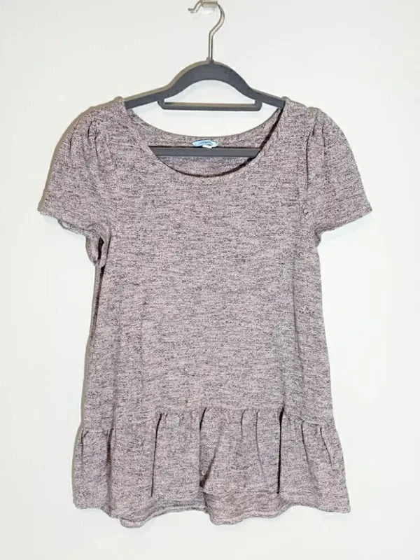 Anthropologie Leifnotes Gray Heather Peplum Short Sleeve Top - Image 3