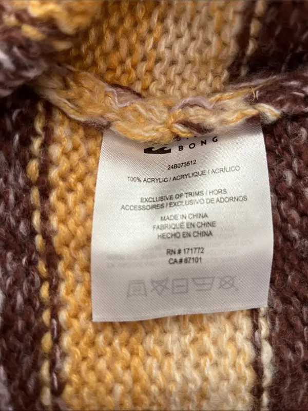 Billabong Striped Crewneck Sweater in Yellow, Brown & Teal - Image 8
