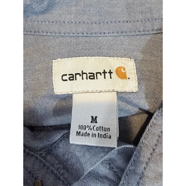 Carhartt Womens Blue Chambray Button Down‎ Shirt 100% Cotton Long Sleeve M - Image 3