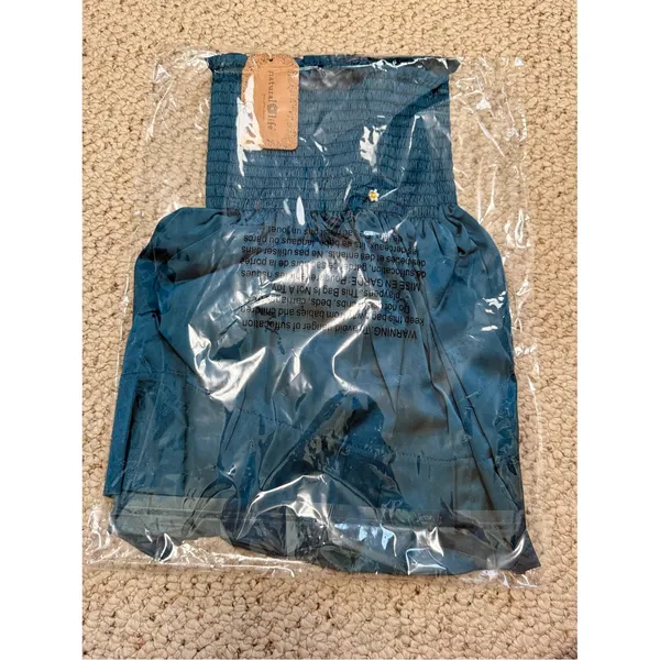 Natural Life NWT Boho Teal Smocked Satin Flowy Shorts M Cottagecore - Image 10